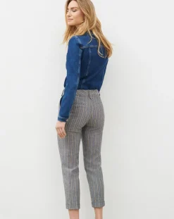 Caroll Pantalons|Pantalon de tailleur en Laine mélangée Danny à chevrons bleu marine