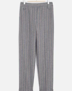 Caroll Pantalons|Pantalon de tailleur en Laine mélangée Danny à chevrons bleu marine