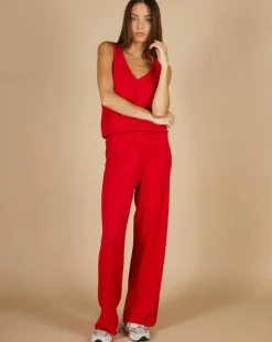 Cashmere Tribu Pantalons|Pantalon en Coton & Cachemire Salomé groseille