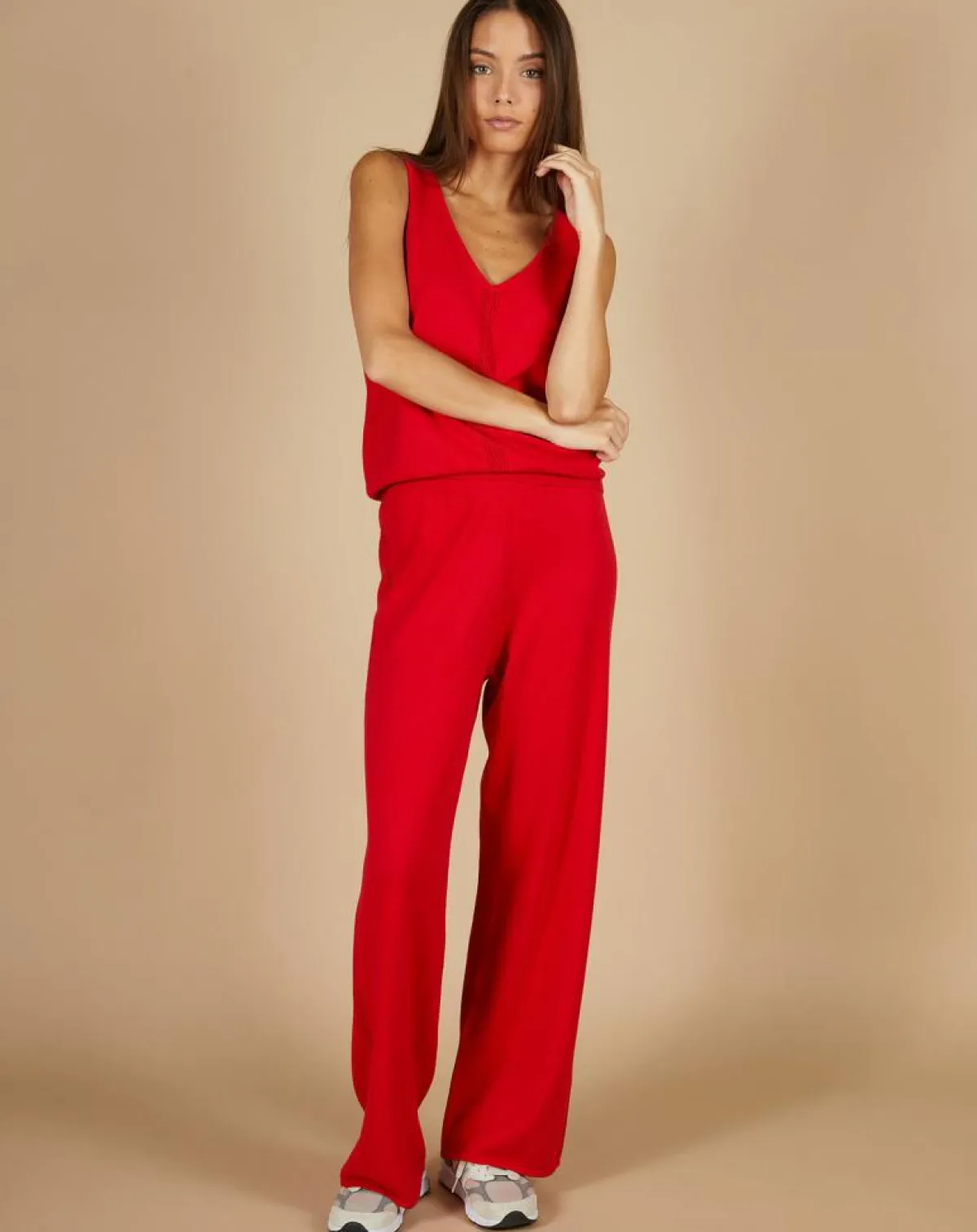 Cashmere Tribu Pantalons|Pantalon en Coton & Cachemire Salomé groseille