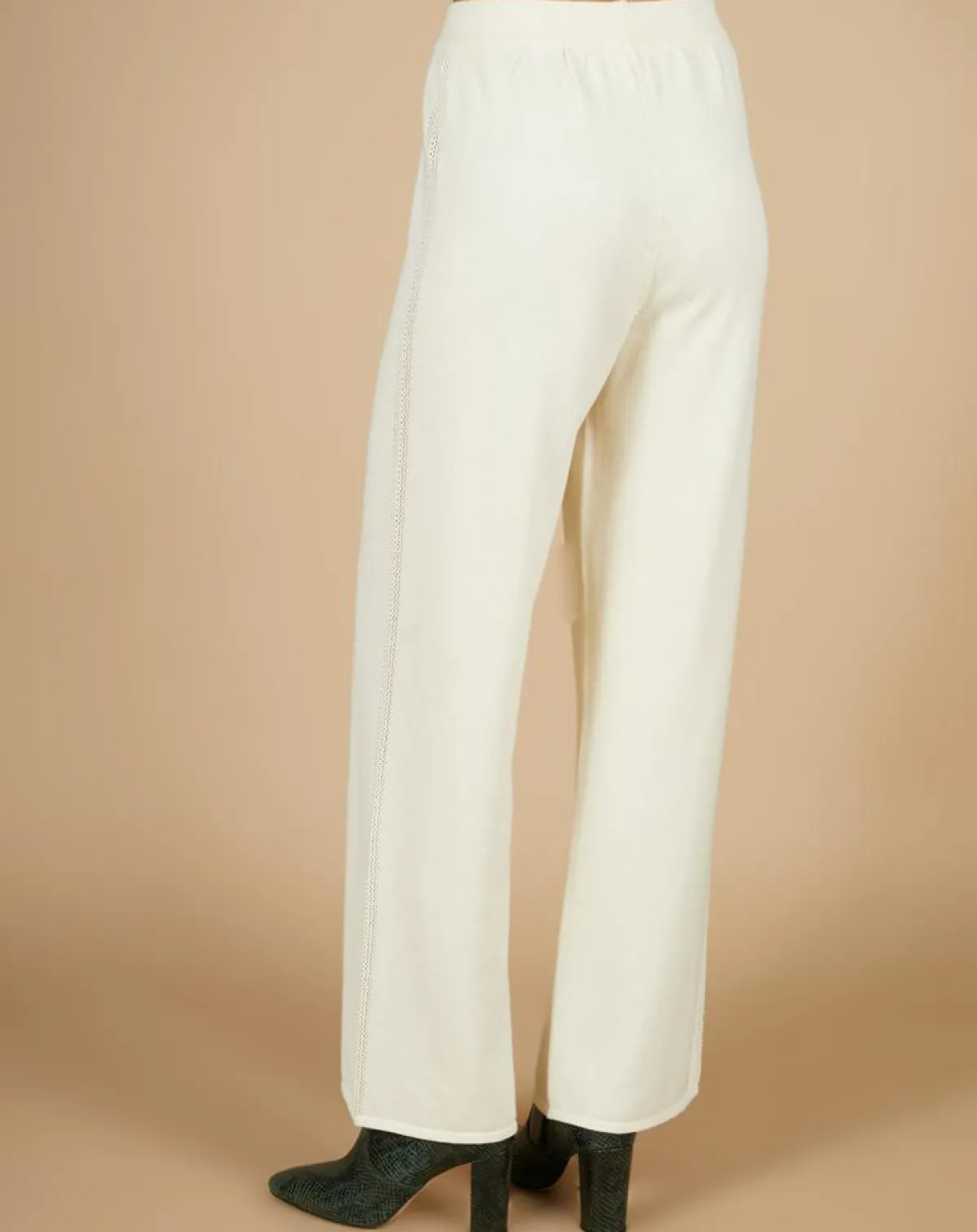 Cashmere Tribu Pantalons|Pantalon en Coton & Cachemire Salomé blanc cassé