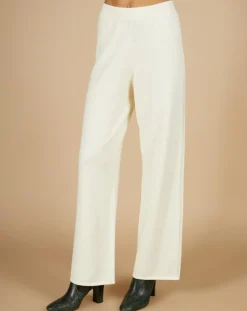 Cashmere Tribu Pantalons|Pantalon en Coton & Cachemire Salomé blanc cassé
