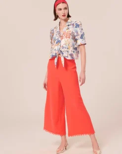 Tara Jarmon Pantalons|Pantalon en crêpe corail