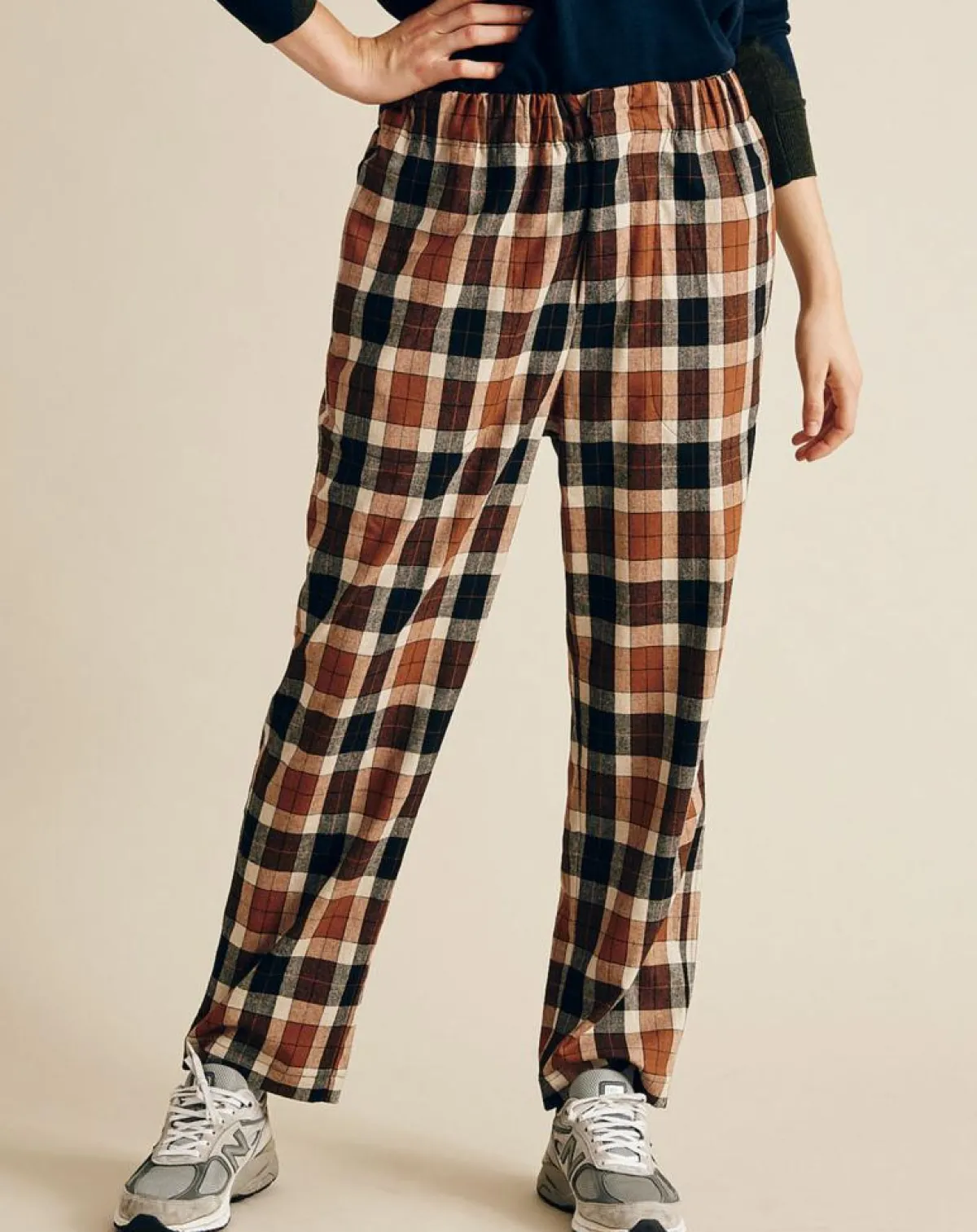 Chloé Stora Pantalons|Pantalon en Laine mélangée Proust à carreaux camel/noir