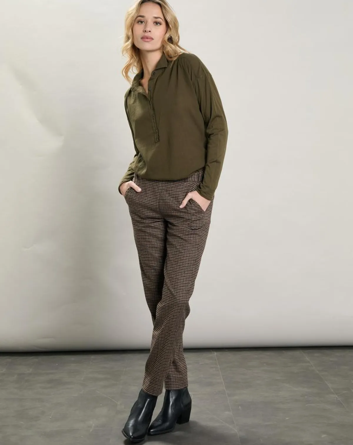 Hartford Pantalons|Pantalon en Laine mélangée Pixel marron/noir