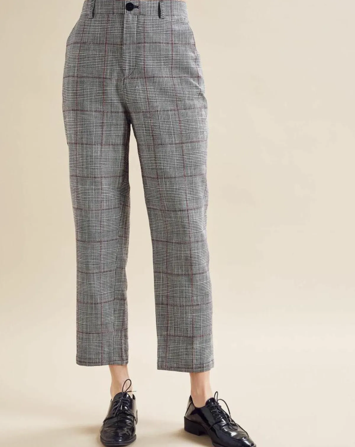 Chloé Stora Pantalons|Pantalon en Lin mélangé Porto pied-de-poule noir/écru
