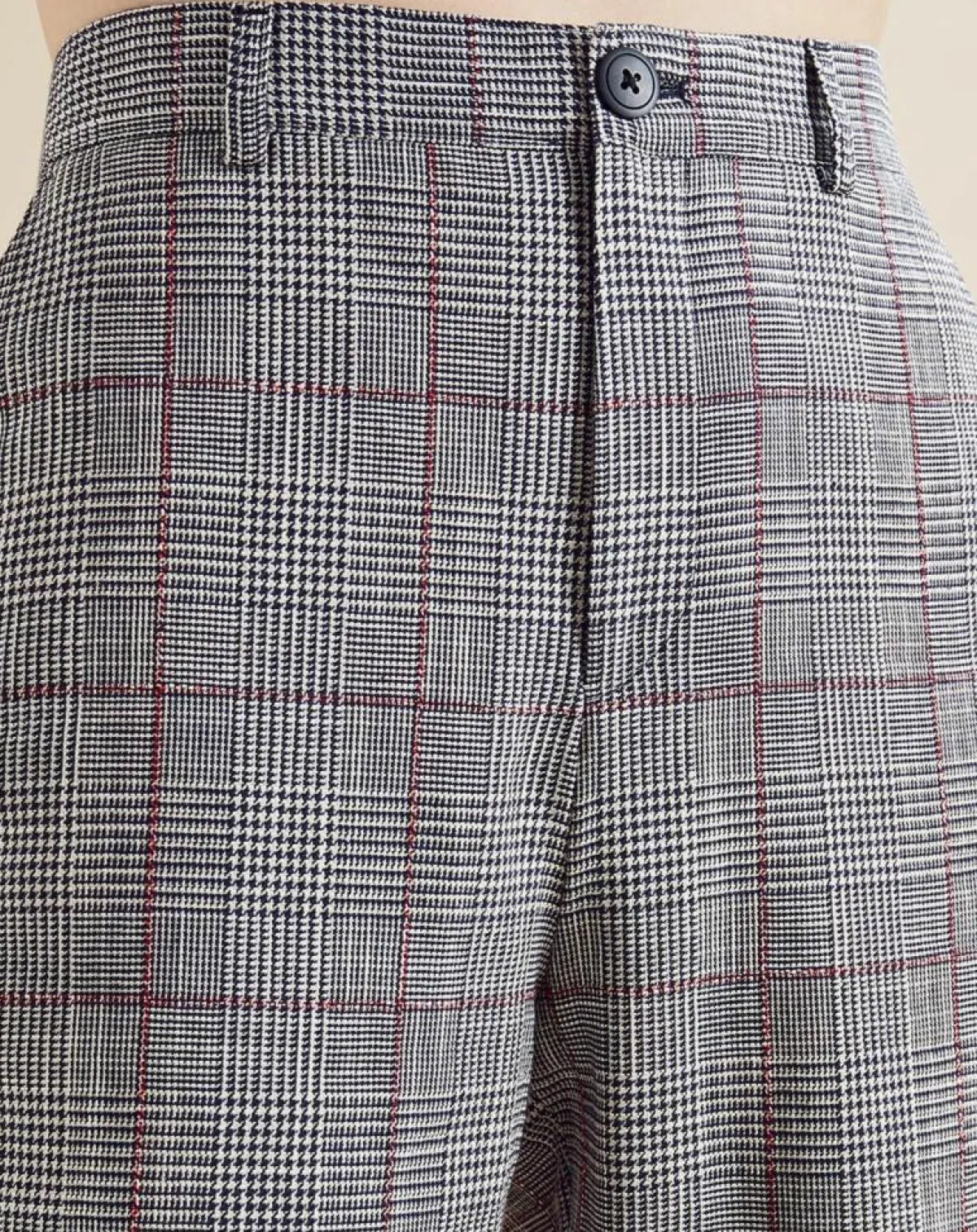 Chloé Stora Pantalons|Pantalon en Lin mélangé Porto pied-de-poule noir/écru