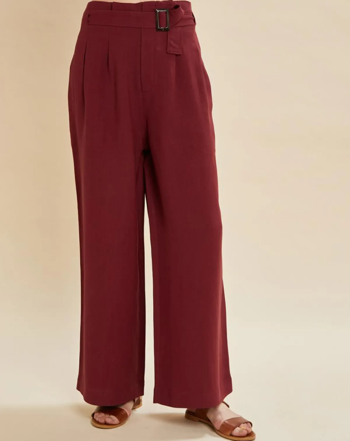 Chloé Stora Pantalons|Pantalon en Lin mélangé Raby bordeaux