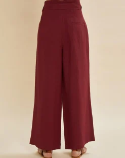 Chloé Stora Pantalons|Pantalon en Lin mélangé Raby bordeaux