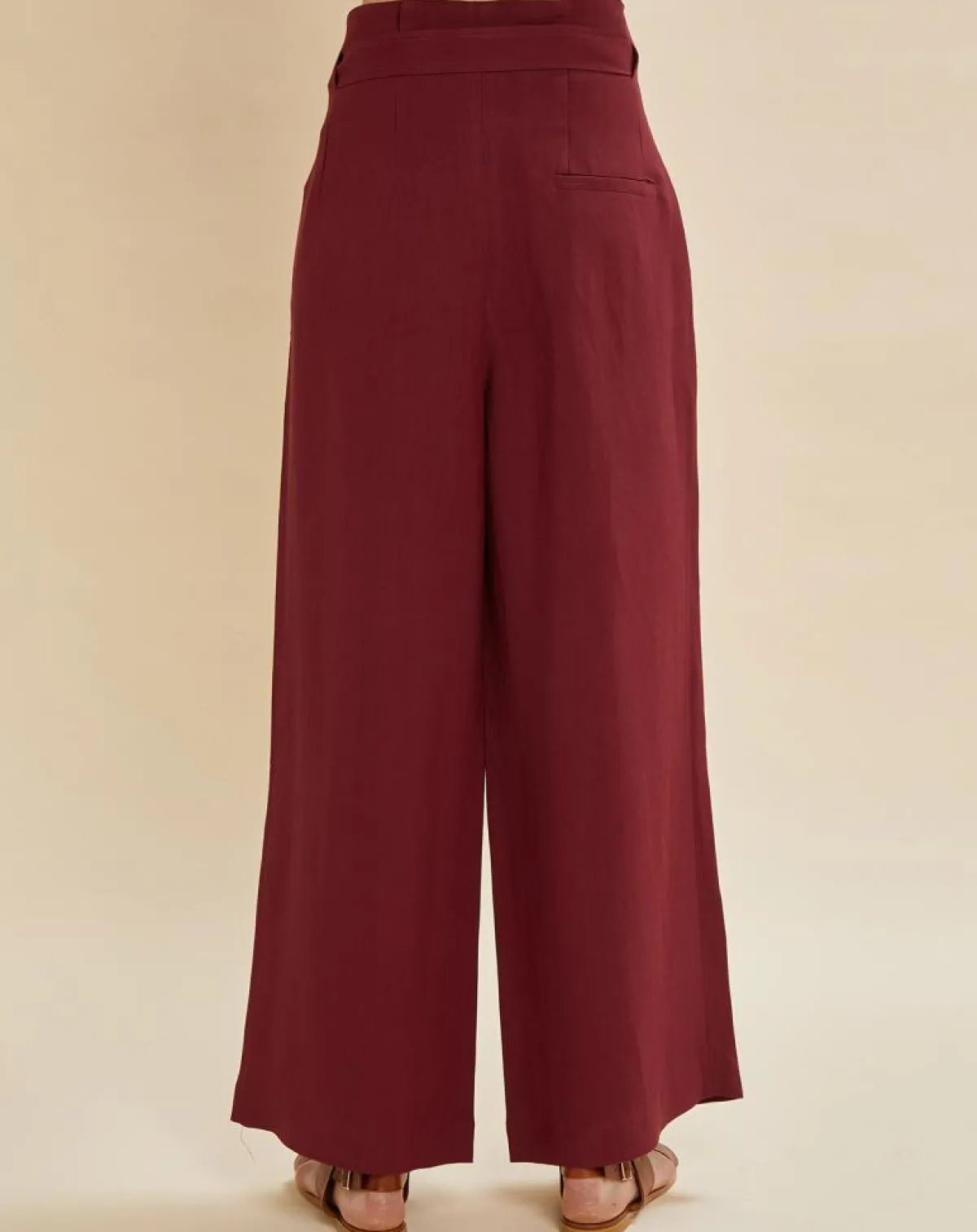 Chloé Stora Pantalons|Pantalon en Lin mélangé Raby bordeaux
