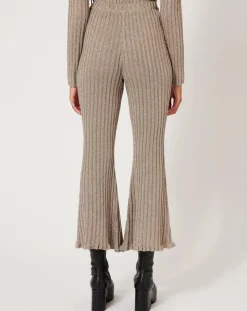 Manoush Pantalons|Pantalon en maille Côte Lurex argenté