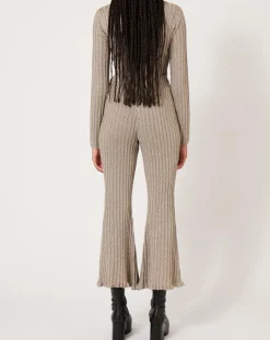 Manoush Pantalons|Pantalon en maille Côte Lurex argenté