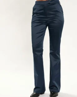 Lauren Vidal Pantalons|Pantalon en Satin Moon nuit