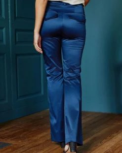 Lauren Vidal Pantalons|Pantalon en Satin Moon nuit