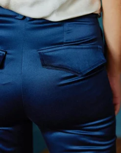 Lauren Vidal Pantalons|Pantalon en Satin Moon nuit