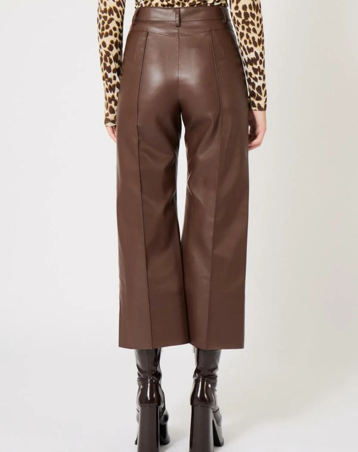 Manoush Pantalons|Pantalon en simili Mamie marron