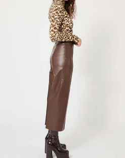 Manoush Pantalons|Pantalon en simili Mamie marron