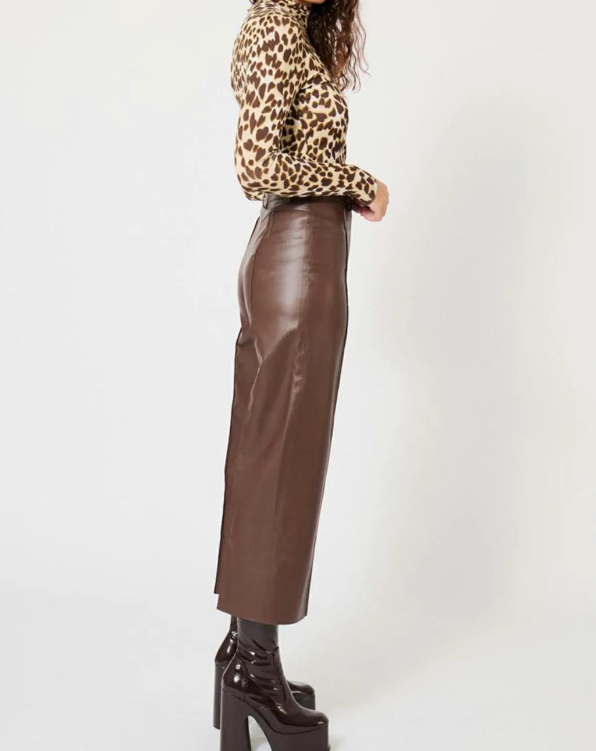 Manoush Pantalons|Pantalon en simili Mamie marron