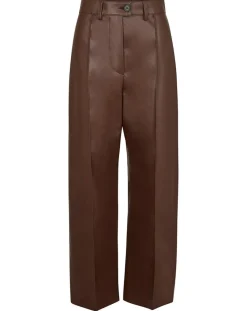 Manoush Pantalons|Pantalon en simili Mamie marron