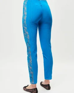 La Perla Pantalons|Pantalon en Soie mélangée Desert Rose bleu canard