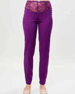 La Perla Pantalons|Pantalon en Soie mélangée Elements violet