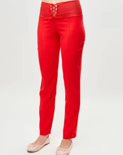 La Perla Pantalons|Pantalon en Soie mélangée Garnet rouge