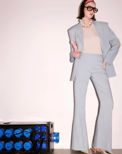 Tara Jarmon Pantalons|Pantalon en tissu flammé bleu