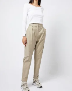 Esprit Pantalons|Pantalon en Toile de coton type cargo beige