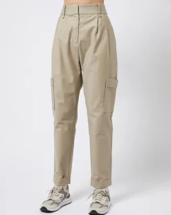 Esprit Pantalons|Pantalon en Toile de coton type cargo beige