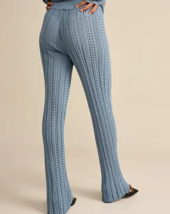 Bellerose Pantalons|Pantalon en Tricot côtelé ajouré Gony gris bleuté