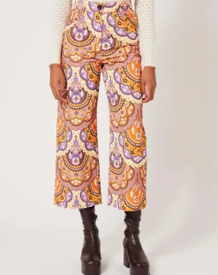 Manoush Pantalons|Pantalon en Velours côtelé Fall imprimé violet/multicolore