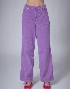 Manoush Pantalons|Pantalon en Velours côtelé Baggy parme