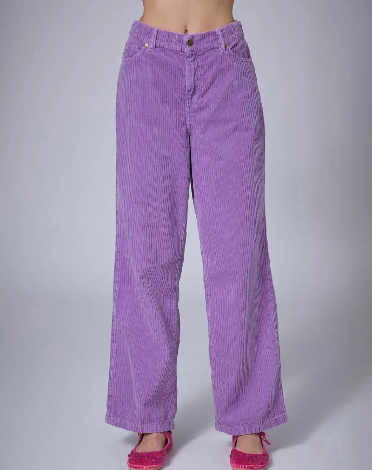 Manoush Pantalons|Pantalon en Velours côtelé Baggy parme