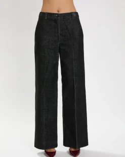 Lauren Vidal Pantalons|Pantalon en Velours côtelé Chiara noir