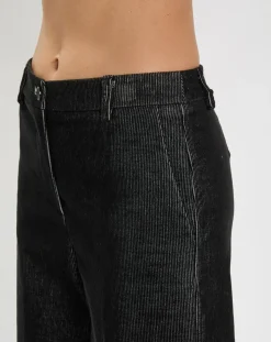 Lauren Vidal Pantalons|Pantalon en Velours côtelé Chiara noir