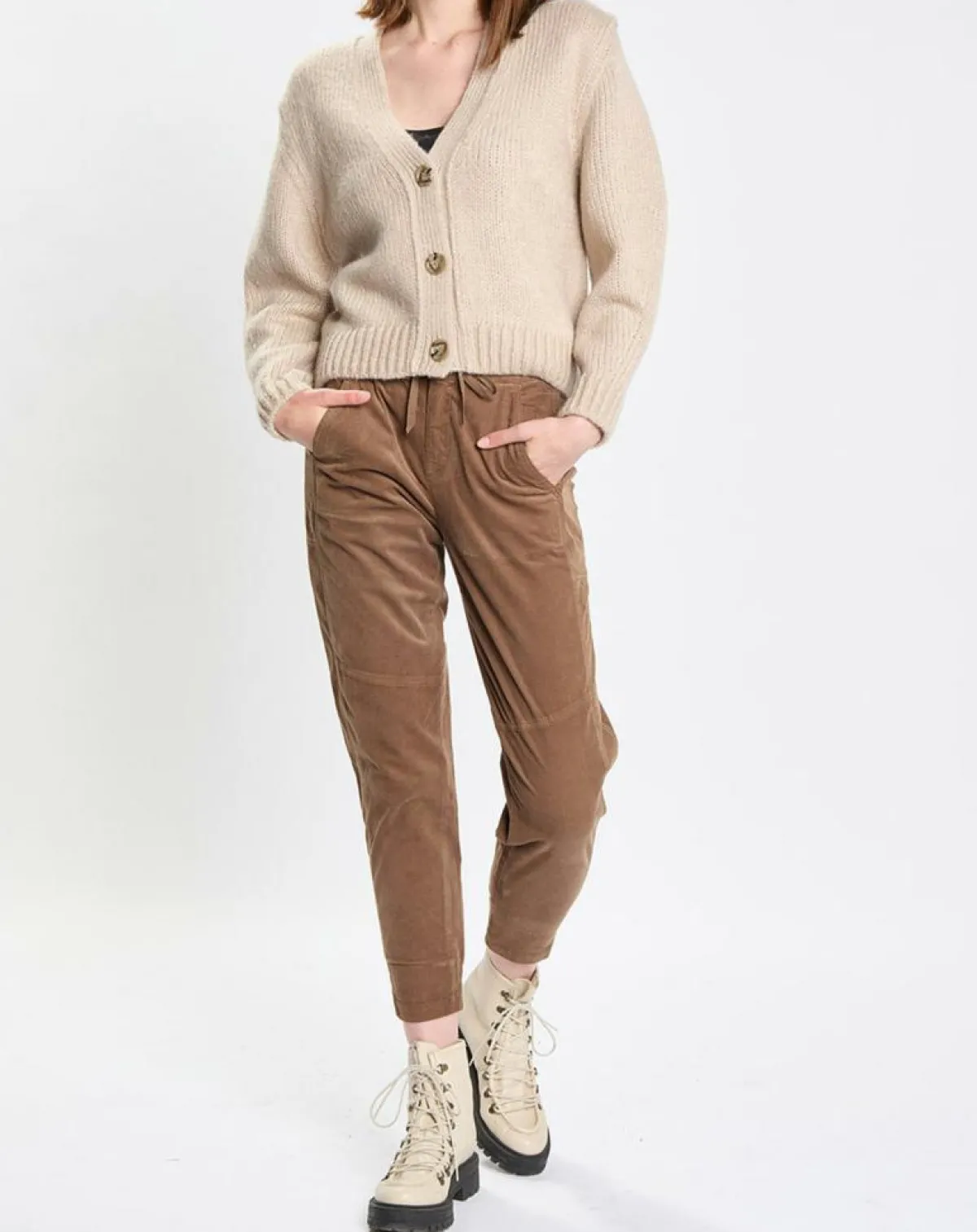 Marc O'Polo Pantalons|Pantalon en Velours de coton Milleraies kaki