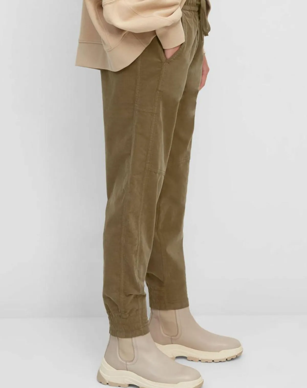 Marc O'Polo Pantalons|Pantalon en Velours de coton Milleraies kaki