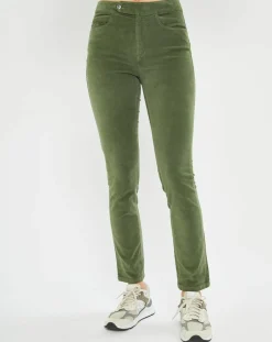 Lauren Vidal Pantalons|Pantalon en Velours Pants vert