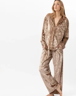 Le Chat Pantalons|Pantalon en velours Platine doré