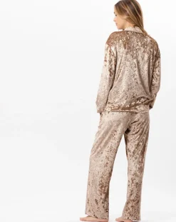 Le Chat Pantalons|Pantalon en velours Platine doré