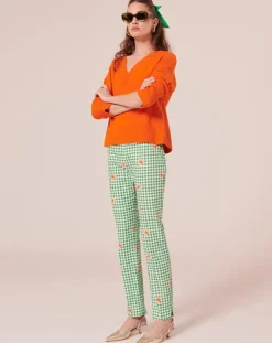 Tara Jarmon Pantalons|Pantalon en vichy vert