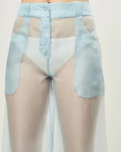 La Perla Pantalons|Pantalon Esprit d'Atelier 100% Soie bleu