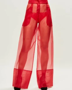 La Perla Pantalons|Pantalon Esprit d'Atelier 100% Soie rouge