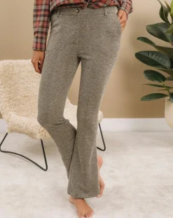 Lauren Vidal Pantalons|Pantalon fin Cloé chevrons sable