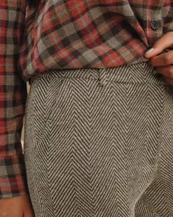 Lauren Vidal Pantalons|Pantalon fin Cloé chevrons sable