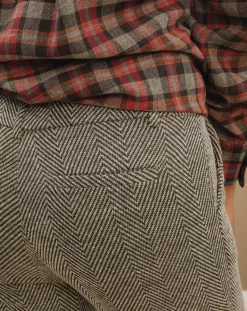 Lauren Vidal Pantalons|Pantalon fin Cloé chevrons sable