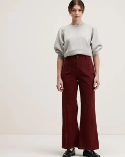 Bellerose Pantalons|Pantalon flared en Velours côtelé Park grenat