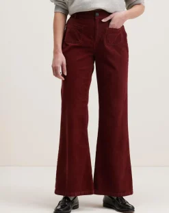 Bellerose Pantalons|Pantalon flared en Velours côtelé Park grenat