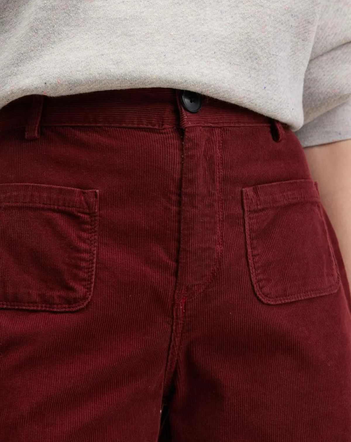 Bellerose Pantalons|Pantalon flared en Velours côtelé Park grenat