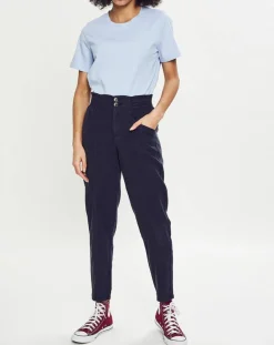 Esprit Pantalons|Pantalon fluide taille élastique bleu foncé